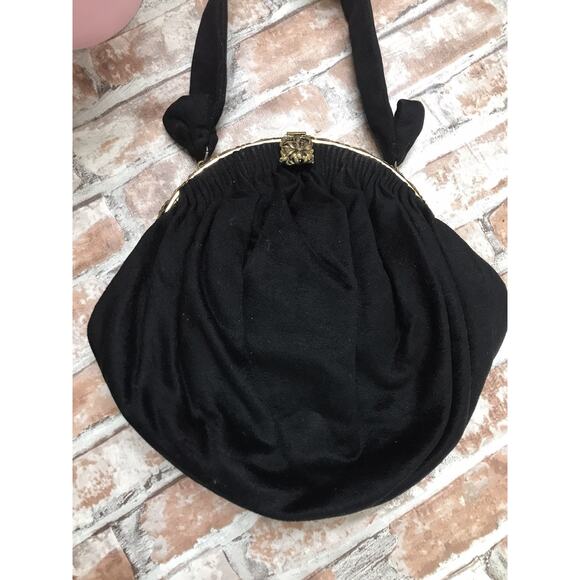 Vgt 1940s Guild Purse Original Black Filigree Metal Frame Handbag Evening Bag - Picture 2 of 11